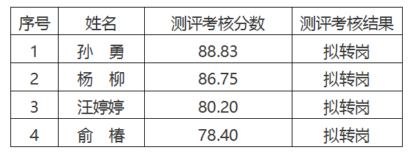 安徽大別山工程咨詢有限公司2024年臨時(shí)員工擇優(yōu)轉(zhuǎn)崗測評(píng)考核結(jié)果公示